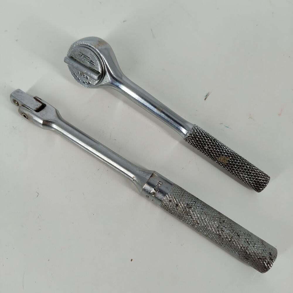 VINTAGE Fleet Ratchet 1/4" Drive 1060 & Fleet 1070 Breaker Bar NICE! USA Knarled